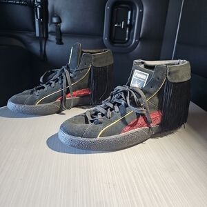 Puma x Love Charlotte 371405-01‎ Black Leather Hi Lace Up Women’s 11 Excellent